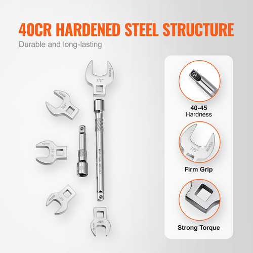 VEVOR Crowfoot Wrench Set, 3/8&quot; Drive 20-Piece Crows Foot Wrench Set with 2 Extension Bars and EVA Tool Organizer, SAE 3/8&quot;-7/8&quot; and Metric 10-22 mm, 40CR Material with Mirror Chrome Finish