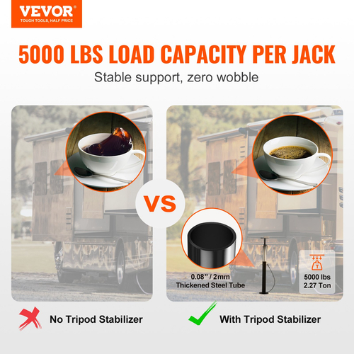 Υποδοχές στήριξης VEVOR RV Slide Out, Χωρητικότητα 5000 lbs Κάθε Σταθεροποιητής Slide Out, Προσαρμόζεται από 20&quot;-48&quot; Camper Slide Out Support Jacks, βαρέως τύπου Slide out Stabilizers για RV, Camper και Travel Trailer
