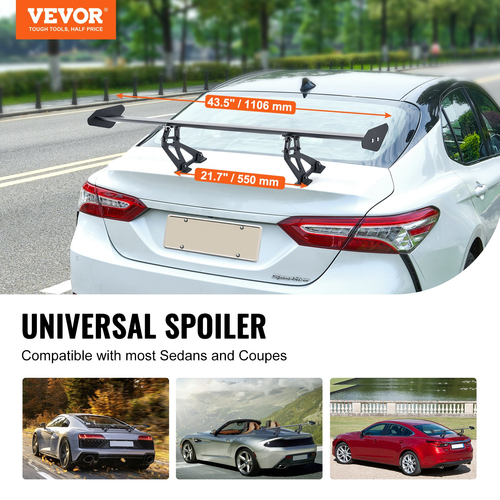 VEVOR Universal Rear Spoiler GT Style Adjustable Trunk Wing Car Racing 43,3&#039;&#039;