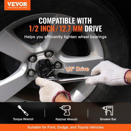 Σετ ρουλεμάν τροχού VEVOR Locknut Socket 1/2 in Drive 7 Pcs SAE και Metric 6 Point