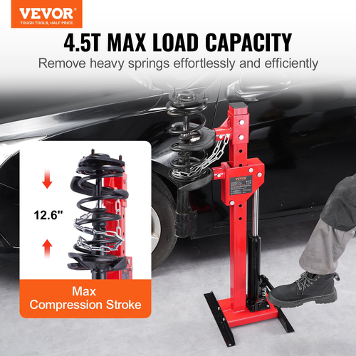 Συμπιεστής ελατηρίου VEVOR Strut, 4,5 Ton/9920 LBS Χωρητικότητα υδραυλικού γρύλου, Ονομαστική δύναμη συμπίεσης 1 τόνου, Εργαλείο συμπιεστή σπειροειδούς ελατηρίου γόνατου γόνατου Auto, Συμπιεστής υδραυλικού ελατηρίου για αφαίρεση ελατηρίου γόνατου