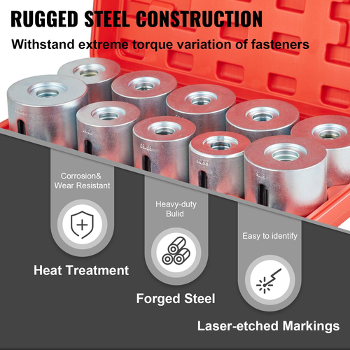 VEVOR 27 PCS Sleeve Kit Pull and Press, 45 # Steel Removal Installation Bushes Bearings Tool Kit, Bush Insertion Sleeve Tool Set Λειτουργεί στα περισσότερα αυτοκίνητα και κινητήρες LCV, HGV