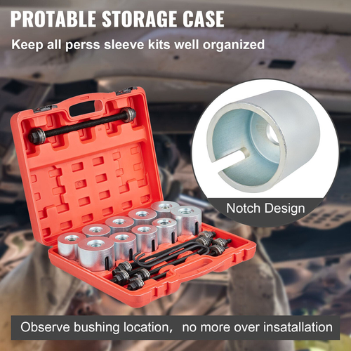VEVOR 27 PCS Sleeve Kit Pull and Press, 45 # Steel Removal Installation Bushes Bearings Tool Kit, Bush Insertion Sleeve Tool Set Λειτουργεί στα περισσότερα αυτοκίνητα και κινητήρες LCV, HGV
