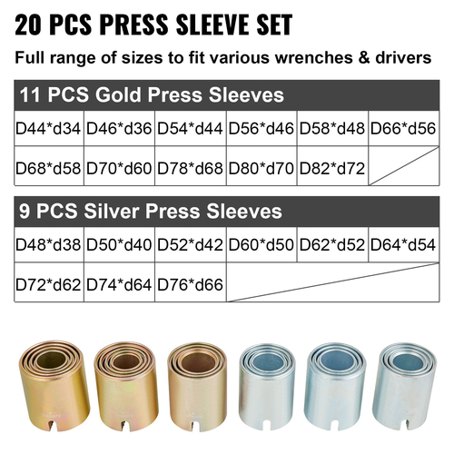 VEVOR 26 PCS Sleeve Kit Pull and Press, 45 # Steel Removal Installation Boshes Bearings Tool Kit, Bush Removal Inserted Tool Tool Set Λειτουργεί στα περισσότερα αυτοκίνητα και κινητήρες LCV, HGV