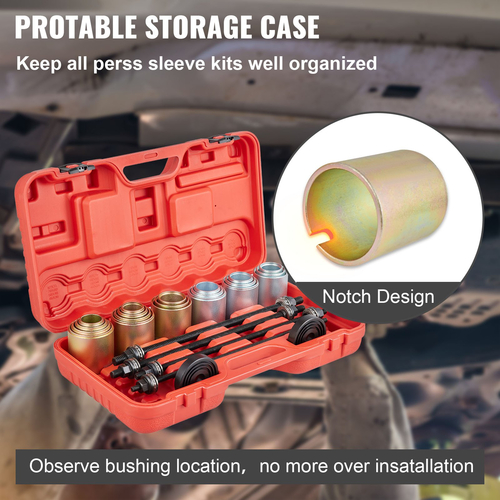 VEVOR 26 PCS Sleeve Kit Pull and Press, 45 # Steel Removal Installation Boshes Bearings Tool Kit, Bush Removal Inserted Tool Tool Set Λειτουργεί στα περισσότερα αυτοκίνητα και κινητήρες LCV, HGV