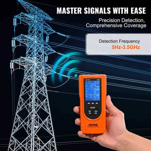VEVOR Ψηφιακός μετρητής EMF LCD 3 σε 1 Ανιχνευτής ηλεκτρομαγνητικής ακτινοβολίας EF MF RF