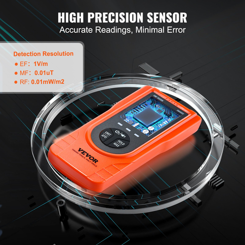 VEVOR Ψηφιακός μετρητής EMF LCD 3 σε 1 Ανιχνευτής ηλεκτρομαγνητικής ακτινοβολίας EF MF RF