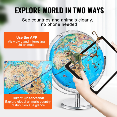 VEVOR Educational Globe for Kids 10 in/254 mm Interactive AR World Globe APP (Γλώσσα χάρτη: Αγγλικά)