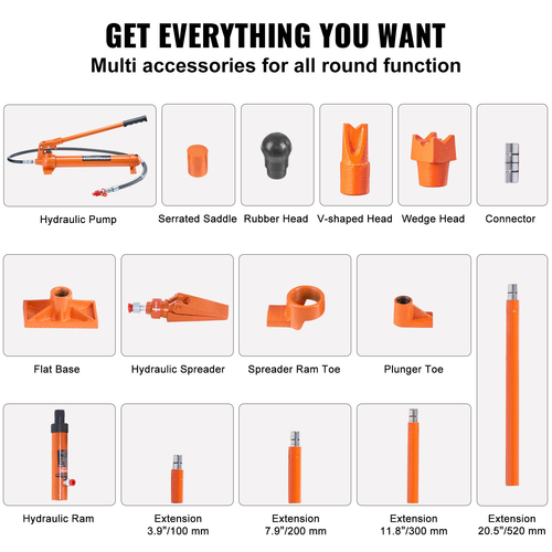 VEVOR 12 Ton υδραυλική αντλία αέρα ανύψωσης Ram Body Frame Porta Power Repair Kit