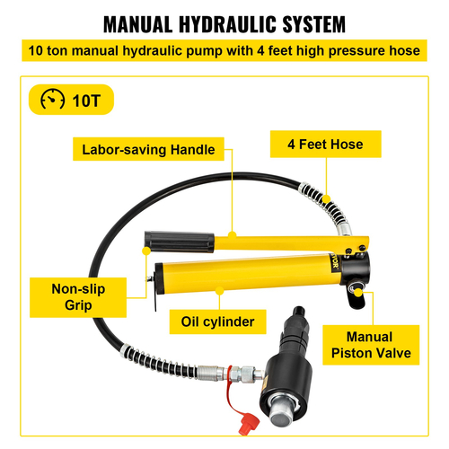 VEVOR Hydraulic Exhaust Pipe Expander, μέγεθος 1-5/8&quot; έως 4-1/4&quot;, 10 T χειροκίνητο φορείο υδραυλικού σωλήνα με 4 μήτρες και 2 θήκη αποθήκευσης για σωλήνες χαλκού, αλουμινίου στην επισκευή αυτοκινήτων