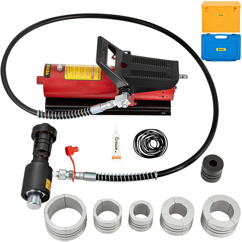VEVOR Hydraulic Exhaust Pipe Expander, 1-5/8&quot; έως 4-1/4&quot; Μέγεθος, 10 T πεντάλ αντλία περιλαμβάνεται με 4 μήτρες, 2 θήκες αποθήκευσης για χάλκινους σωλήνες αλουμινίου στην επισκευή αυτοκινήτων