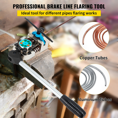 VEVOR Brake Line Flaring Tool, 45 μοιρών μονό, διπλό και φυσαλίδες για 3/16\&quot;, 1/4\&quot;, 5/16\&quot; και 3/8\&quot; μέγεθος σωλήνα, κατάλληλο για μαλακό μέταλλο χάλκινων γραμμών