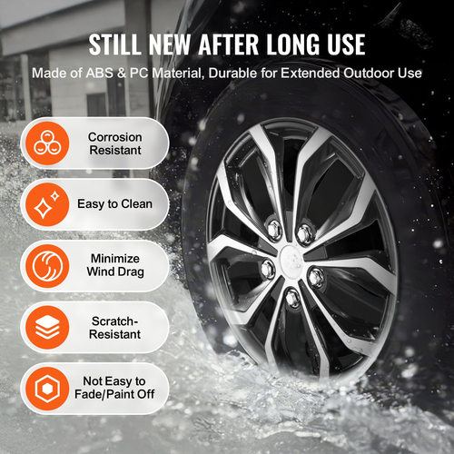 VEVOR 15&quot; Κάλυμμα τροχού Hubcaps Σετ 4 στιβαρών καπακιών για όλες τις καιρικές συνθήκες