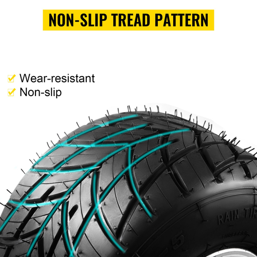 VEVOR Go Kart Wheels Rain Tires Set 4 Rim &amp; Tire Durable 10X4.50-5 11x6.0-5