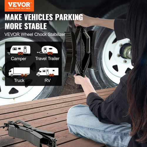 VEVOR Wheel Chock Stabilizer 2 Set for RV Travel Trailers with Ratchet Wrench