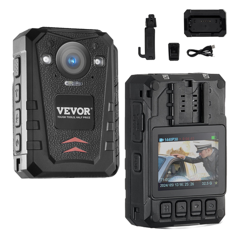 VEVOR 1440P Police Body Camera 64G Body Cam 3500 mAh Μπαταρία Night Vision GPS