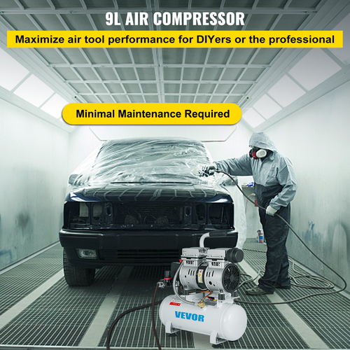 VEVOR Air Compressor 2 Gallon Ultra Quiet Αερόσυμπιεστής χωρίς λάδι 9L Αθόρυβος Αεροσυμπιεστής Δεξαμενής 550W Συμπιεστής χωρίς λάδι Χαμηλού θορύβου με κινητήρα καθαρού χαλκού
