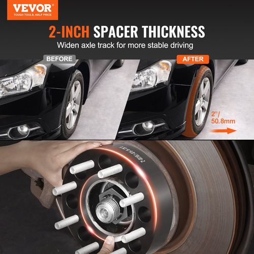 VEVOR 2&quot; 8&quot;x6.5&quot; Αποστάτες τροχού Αντάπτορες τροχών 8 Lug Forged Spacer 2 ΤΕΜ Μαύρο