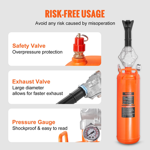 VEVOR Tire Bead Setter, χωρητικότητα 8L, Air Bead Blaster 120 PSI, φορητή και φορητή συσκευή φουσκώματος, 85-116 PSI για φορτηγά, τρακτέρ, ATV και αυτοκίνητα