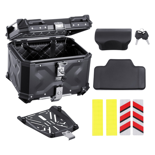 VEVOR 45L Top Case Μοτοσικλέτας Universal Tail Box μοτοσυκλέτας με δερμάτινη επένδυση