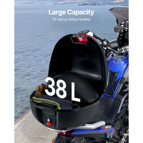 VEVOR 38L Top Case Μοτοσικλέτας Universal Ουρά μοτοσικλέτας με Ανακλαστικό Πάνελ