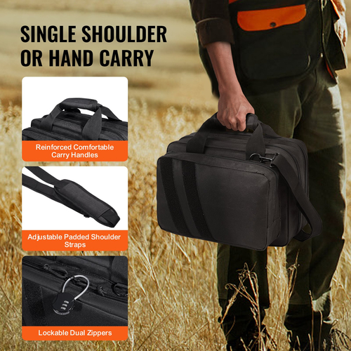 Τσάντα VEVOR Range για 2 Pistols Tactical Gun Bag 2 ενσωματωμένες τσάντες πιστολιού μαύρες