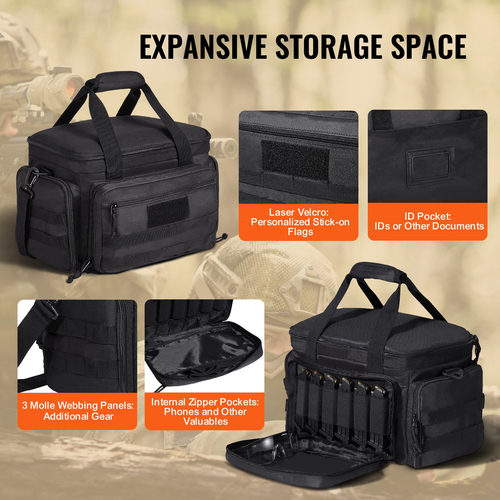 Τσάντα VEVOR Range για 4 Pistols Tactical Gun Range Bag Single Shoulder strip Black