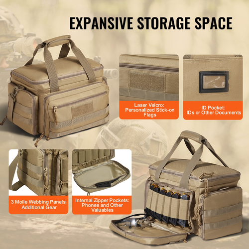 Τσάντα VEVOR Range για 4 Pistols Tactical Gun Range Bag Single Shoulder strip Brown