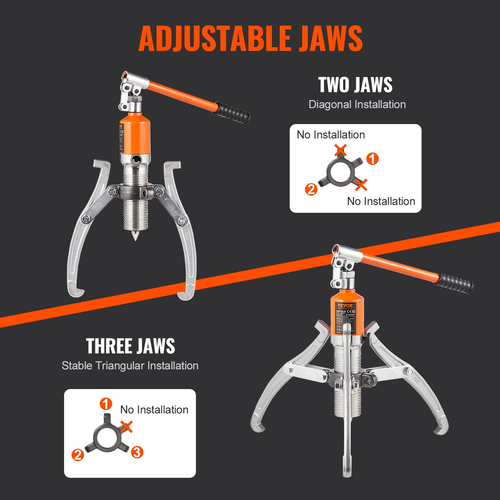 VEVOR Hydraulic Gear Puller, 15 Ton Max Capacity Wheel Bearing Pulling Separator, 2 ή 3 Jaws Puller, Κάθετα και Οριζόντια, Υδραυλικό Εξολκέα 12&quot; με θήκη για έλξη πλήμνων