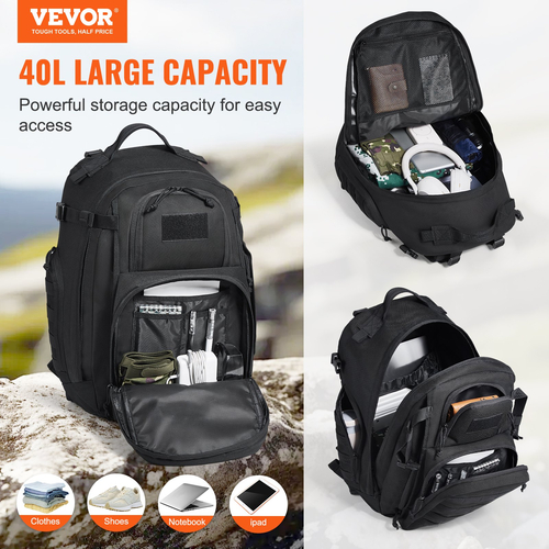 VEVOR Tactical Backpack 40L Military Backpack με Molle Mode &amp; Sponge Pad Black