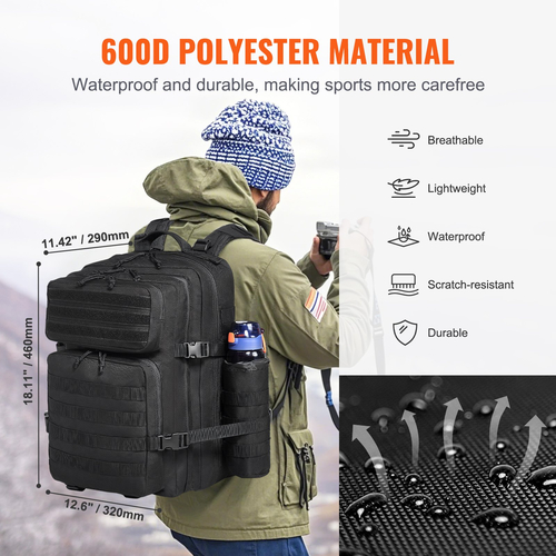 VEVOR Tactical Backpack 45L Military Backpack με Molle Mode &amp; 3 διαμερίσματα