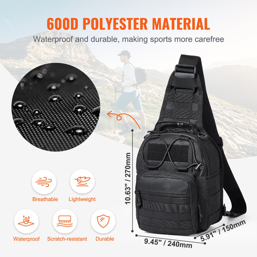 Τσάντα VEVOR Tactical Sling 10L Military Rover Shoulder Sling Backpack Μαύρο