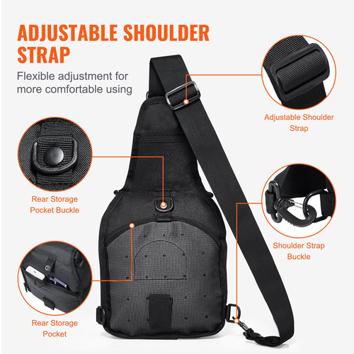 Τσάντα VEVOR Tactical Sling 10L Military Rover Shoulder Sling Backpack Μαύρο