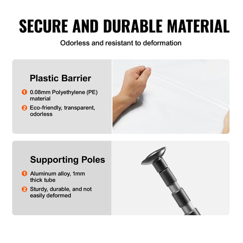 VEVOR Dust Barrier Poles 12 Ft with 4 Telescoping Poles Dust Barrier Poles