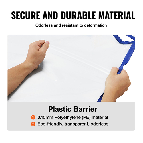 VEVOR Dust Barrier, 7,5 x 4 ft Dust Barrier Door Kit, με μαγνητικό φερμουάρ που κλείνει αυτόματα, κάλυμμα πόρτας κατασκευής PE για περιορισμό της σκόνης, επαναχρησιμοποιούμενος τοίχος προστασίας από σκόνη για αναδιαμόρφωση μπάνιου σαλονιού