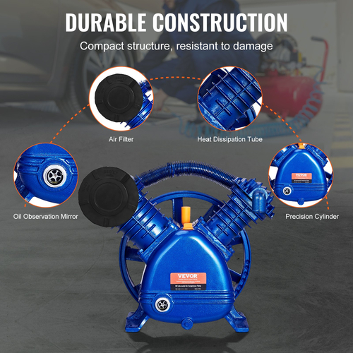 Κεφαλή αντλίας αεροσυμπιεστή VEVOR 5,5HP 5,75CFM @ 90PSI 2-κύλινδρος εμβόλου αντλίας
