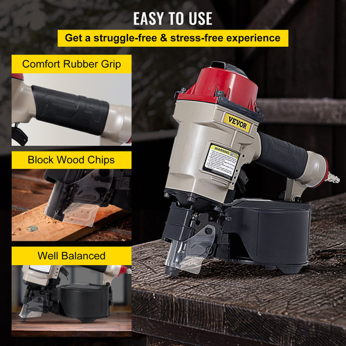 VEVOR Siding Nail Gun CN55, Professional Coil Nailer από 1-Inch έως 2-1/4-Inch, Siding Nailer with Adjustable PC Magazine Coil Siding Nailer 15 μοιρών για γρήγορη και σκληρή οδήγηση των νυχιών