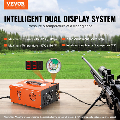 VEVOR PCP Air Compressor 4500PSI/30Mpa Ενσωματωμένος μετατροπέας DC12V/AC230V Auto-Stop