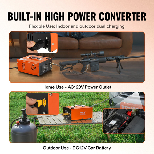 VEVOR PCP Air Compressor 4500PSI/30Mpa Ενσωματωμένος μετατροπέας DC12V/AC230V Auto-Stop