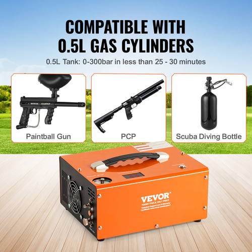 VEVOR PCP Air Compressor 4500PSI/30Mpa Ενσωματωμένος μετατροπέας DC12V/AC230V Auto-Stop