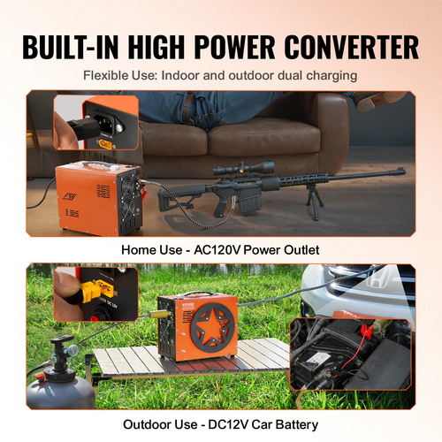 VEVOR PCP Air Compressor, 4500PSI/30Mpa φορητός συμπιεστής PCP με ενσωματωμένο μετατροπέα ισχύος, Auto-Stop | DC12V/AC230V | Αντλία συμπιεστή χωρίς λάδι και νερό