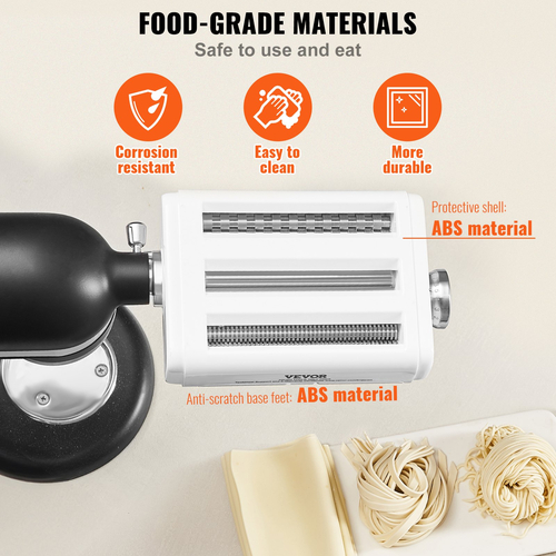 Εξάρτημα ζυμαρικών VEVOR για μίξερ με βάση KitchenAid, σετ ρολού κοπής ζυμαρικών από ανοξείδωτο ατσάλι 3 σε 1 που περιλαμβάνει ρολό φύλλου ζυμαρικών, κόφτη σπαγγέτι και φετουτσίνι, 8 ρυθμιζόμενο πόμολο πάχους Μακαριέρα