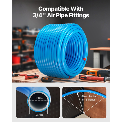 VEVOR Air Compressor Line Kit 3/4&#039;&#039; x 200FT HDPE-Aluminium Air Piping System Blue