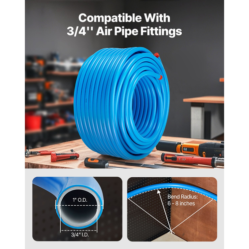 VEVOR Air Compressor Line Kit 3/4&#039;&#039; x 300FT HDPE/Aluminium Air Piping System Blue