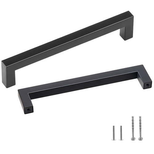VEVOR 10 Pack Ντουλάπι Κουζίνας, 5,03 ίντσες / 128 χιλιοστά Centre to Center Λεπτό τετράγωνο συρτάρι ντουλαπιών κουζίνας, ανοξείδωτες μοντέρνες λαβές πόρτας ντουλαπιών κουζίνας για μπάρα μπάνιου κουζίνας Εξοπλισμός Μαύρο ματ