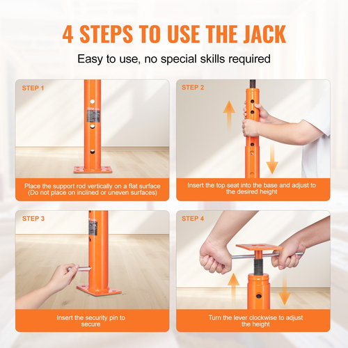 VEVOR Ρυθμιζόμενος ανελκυστήρας δαπέδου Jack Post House Εύρος Ύψους 19&quot;-36