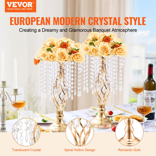 VEVOR 20PCS 43cm/16,9” Ψηλό Κρυστάλλινο Βάζο Γάμου για Διακόσμηση Πάρτυ