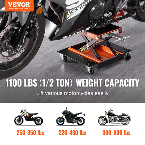 VEVOR μοτοσικλέτας ανελκυστήρας ATV ψαλίδι Jack Dolly 1100 lbs Wide Deck &amp; Hand Crank