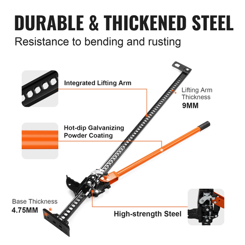 VEVOR High Lift Farm Jack, 60&quot; Utility Farm Jack, 7000 lbs Capacity Ratcheting Off Road Utility Jack, Heavy-Duty Farm Jack για τρακτέρ, φορτηγό, SUV, ανυψωτικό προφυλακτήρα, πορτοκαλί