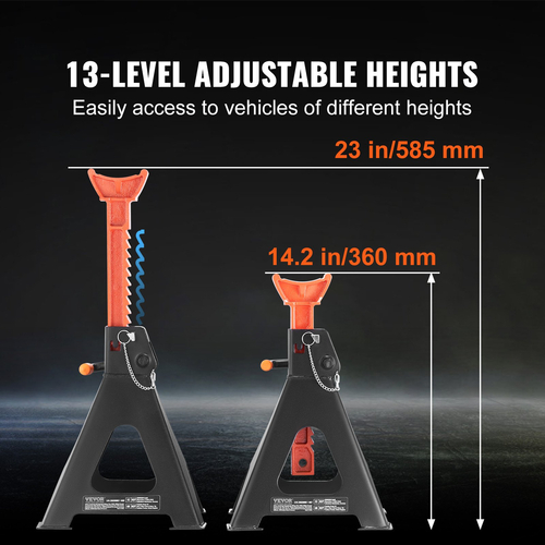 VEVOR Jack Stand, 6 Ton (13.000 lbs) Χωρητικότητα Jack Stand αυτοκινήτου Διπλό κλείδωμα, 14,2 -23 ίντσες ρυθμιζόμενο ύψος, για ανύψωση SUV, Pickup Truck, Αυτοκίνητο και UTV/ATV, Κόκκινο, 1 Pair